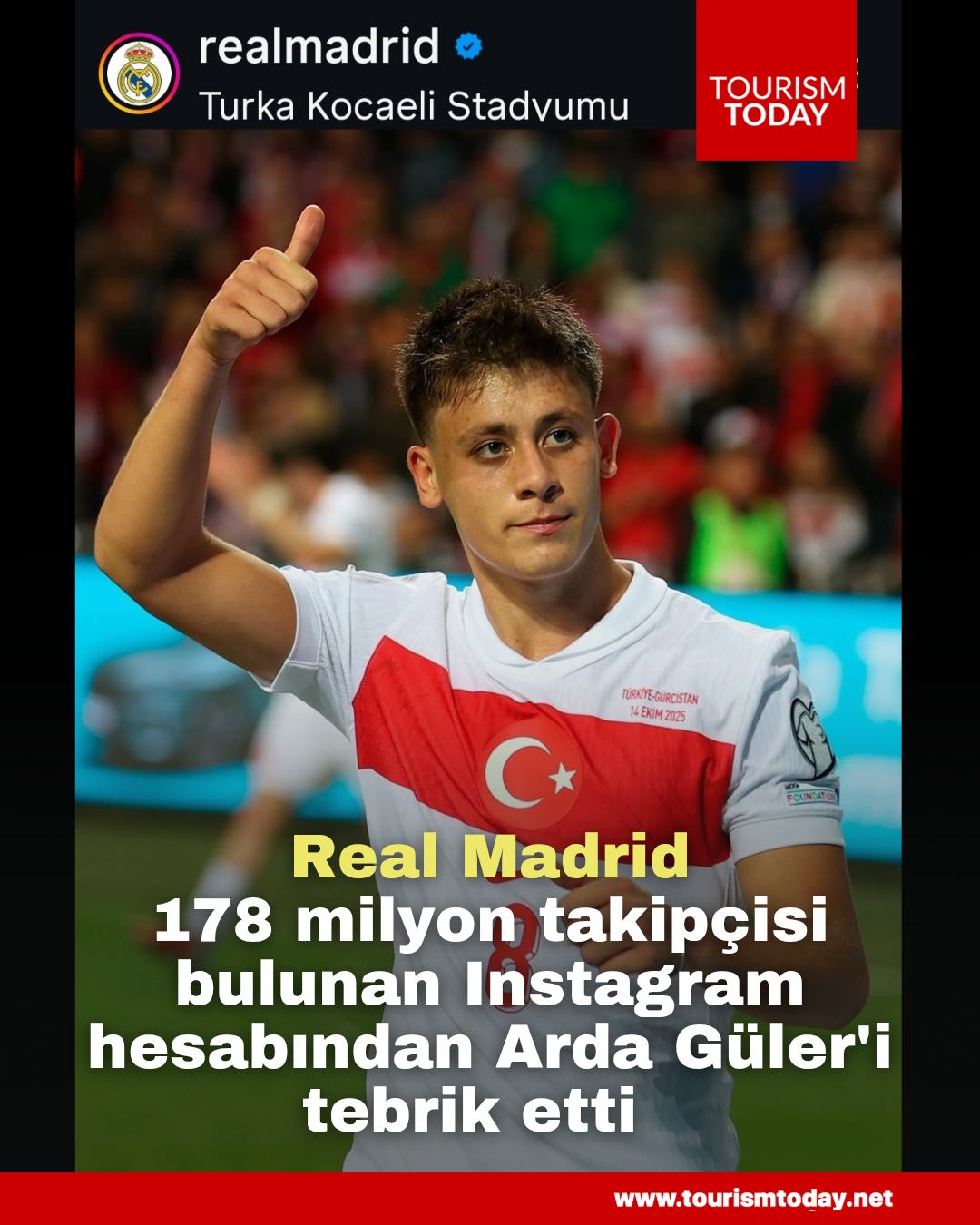 Real Madrid, 178 milyon takipçisi bulunan Instagram hesabından Arda Güler'i tebrik etti