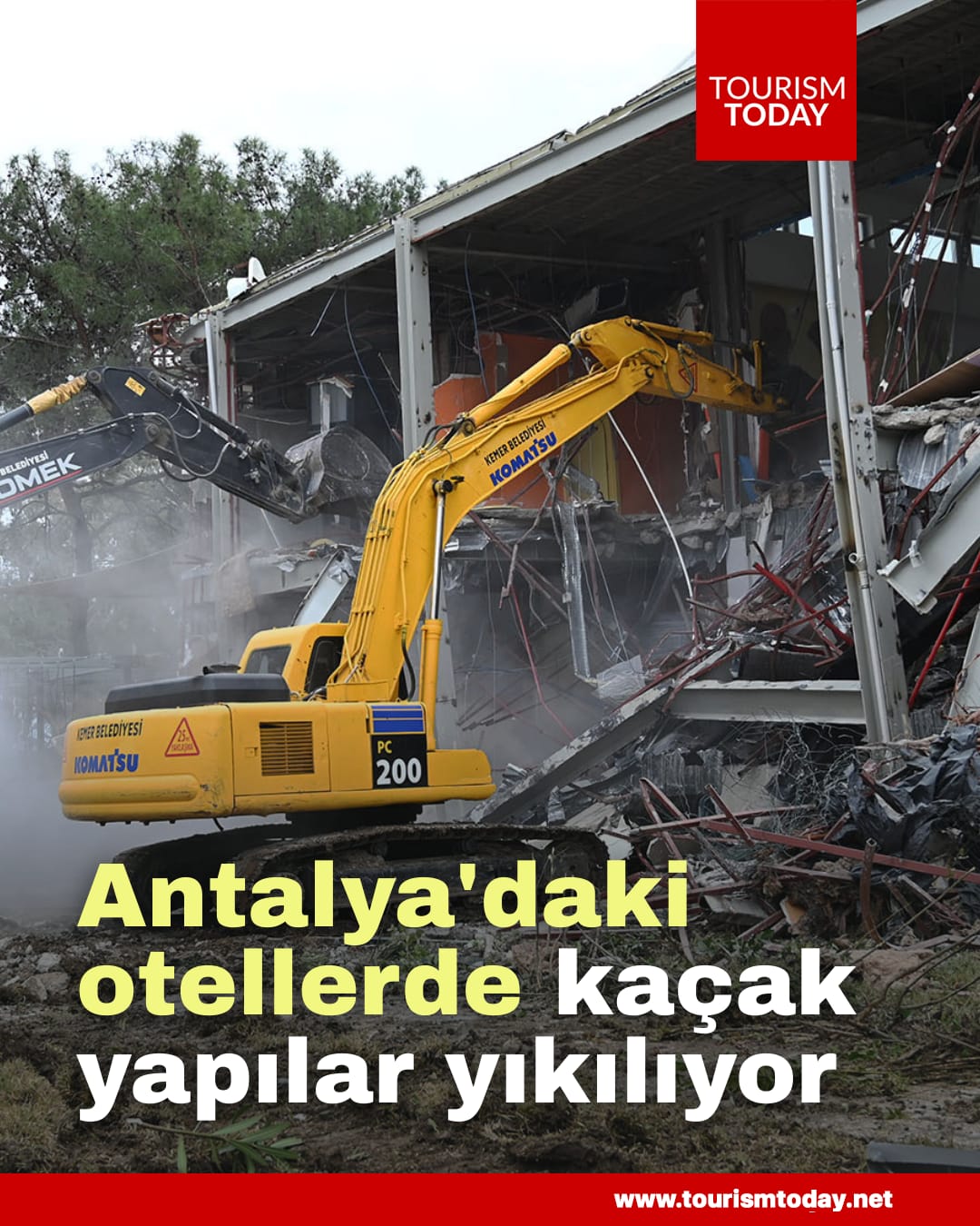 Antalya'daki otellerde kaçak yapılar yıkılıyor  