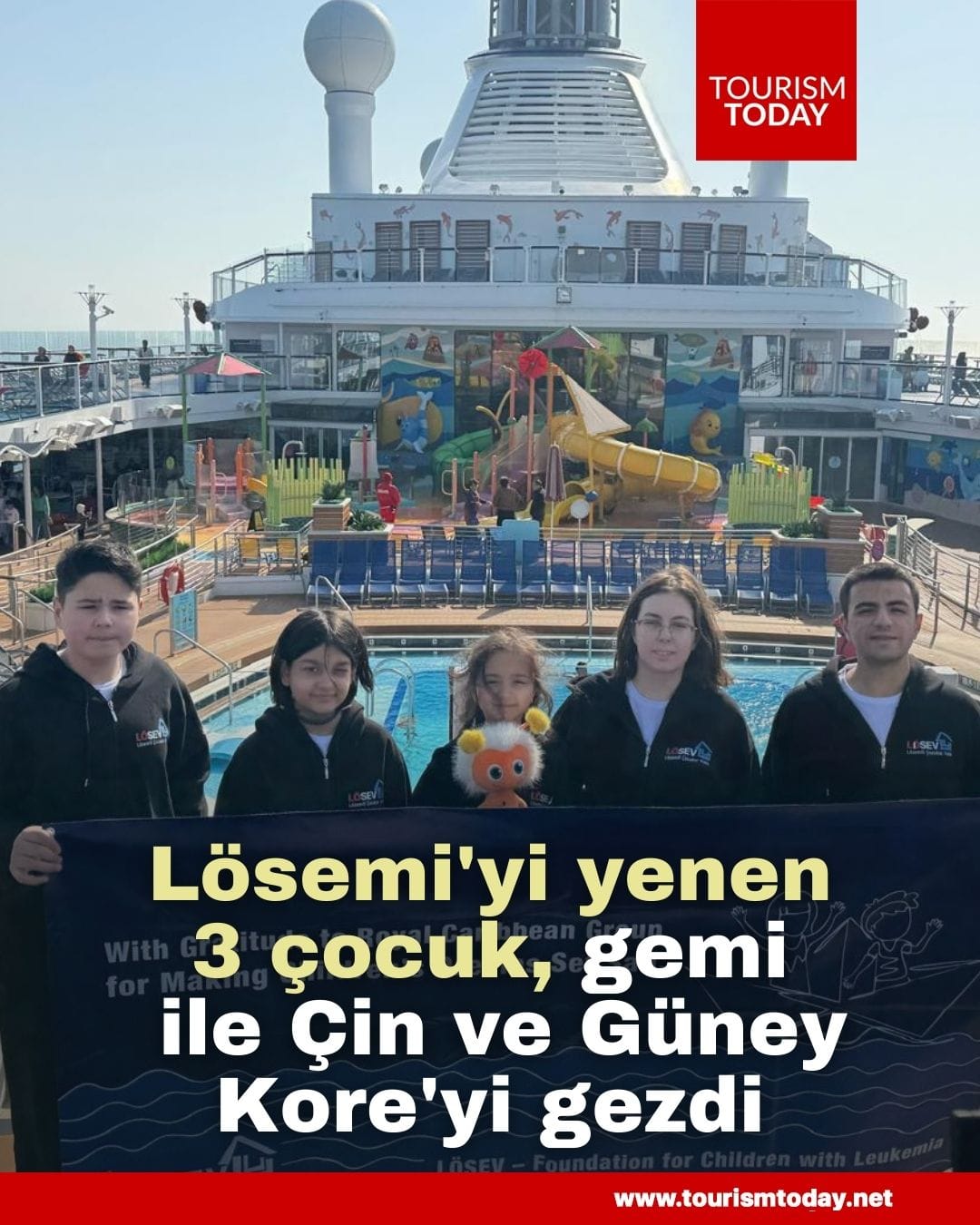 Lösemi'yi yenen 3 çocuk, gemi ile Çin ve Güney Kore'yi gezdi