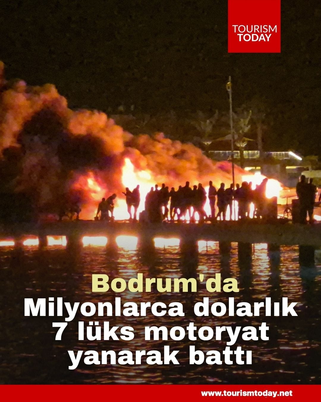 Bodrum'da milyon dolarlık 7 lüks motoryat yanarak battı  
