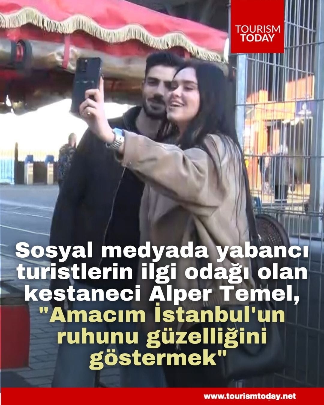 Sosyal medyada yabancı turistlerin ilgi odağı olan kestaneci Alper Temel, "Amacım İstanbul'un ruhunu güzelliğini göstermek"