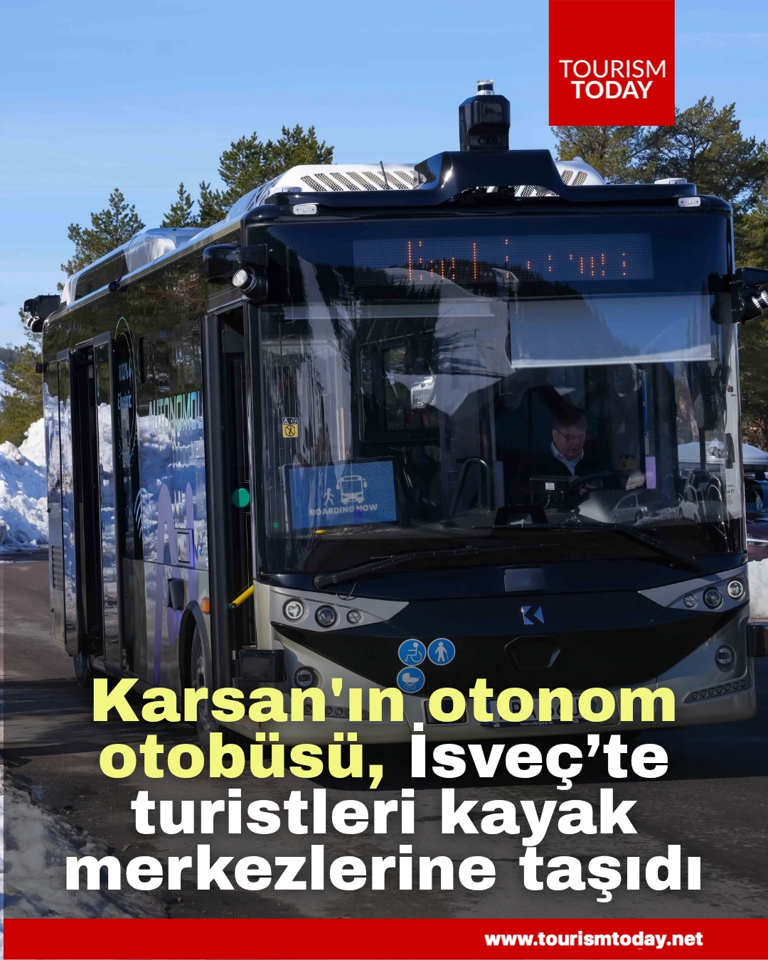 Karsan'ın otonom otobüsü, İsveç’te turistleri kayak merkezlerine taşıdı 