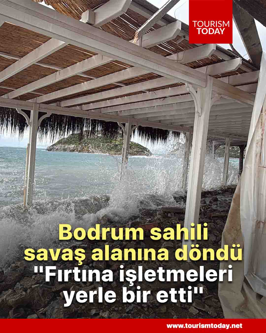 Bodrum sahili savaş alanına döndü: "Fırtına işletmeleri yerle bir etti"