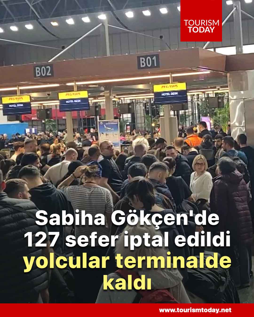 Sabiha Gökçen'de 127 sefer iptal edildi, yolcular terminalde kaldı