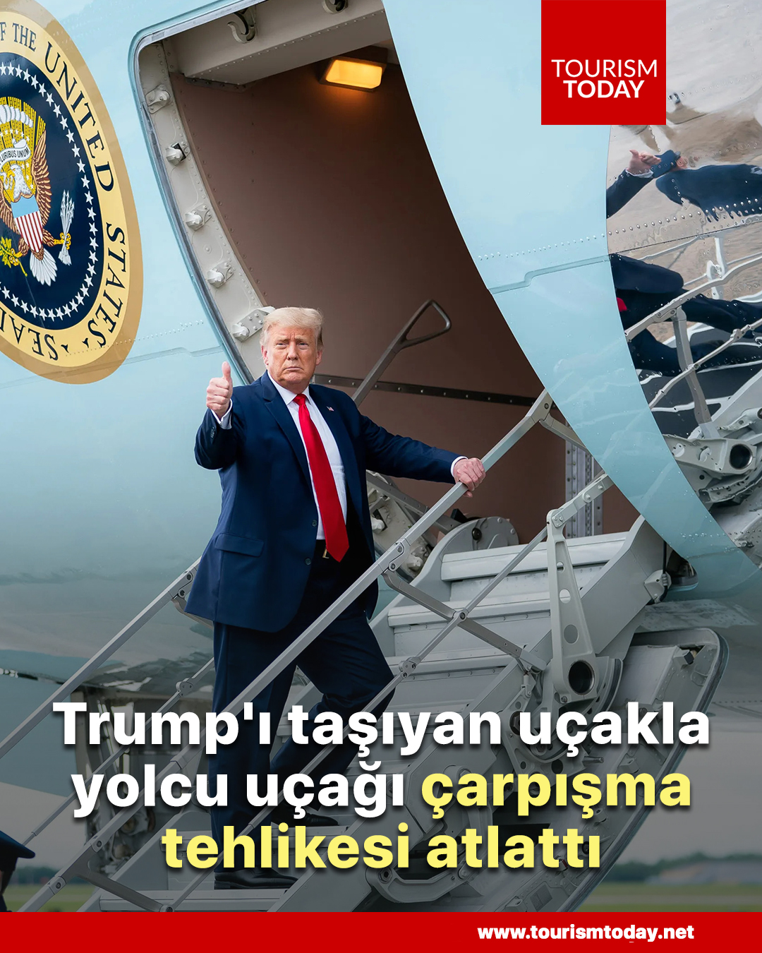 Trump'ı taşıyan uçakla yolcu uçağı çarpışma tehlikesi atlattı